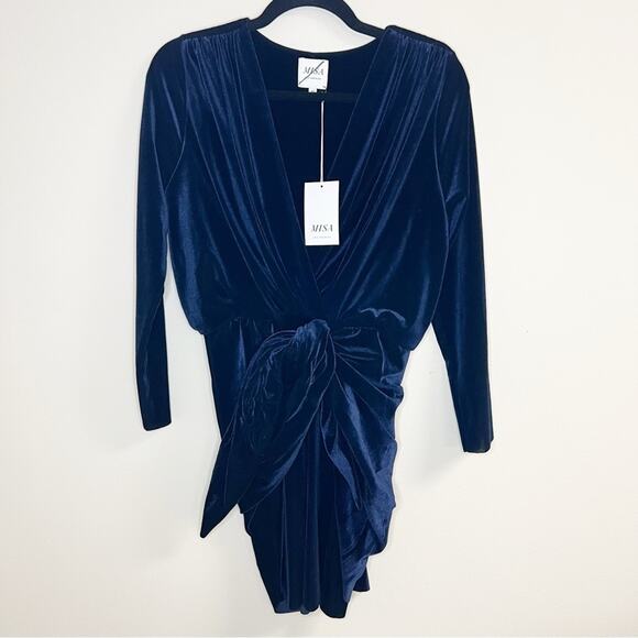 MISA Velvet Ophelie Sheath Navy Mini Dress Size S / Small - Picture 4 of 10